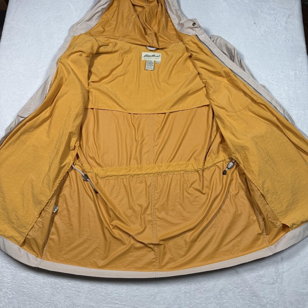Eddie Bauer Jacket Mens Large Beige Hooded Nylon PU Laminated Parka Outdoor Coat - Picture 5 of 14